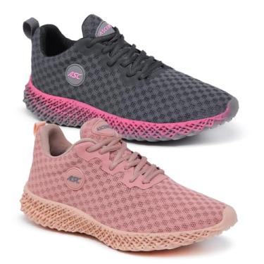 Imagem de Kit 2 Pares Tênis Ortopédico Feminino Ascension | Leve, Confortável – Para Caminhada, Academia e Uso Diário (Grafite+Pink/Rose, BR, Adulto, Numérico, 38)