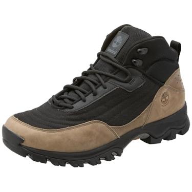Imagem de Timberland Bota de caminhada masculina Mt. Maddsen Mid Lace Up impermeável, malha preta, cinza médio, tamanho 36