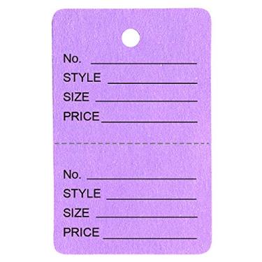 Imagem de Etiquetas coloridas de 100 Qtd sem fio com caneta perfurada (congestão/comercialização/roupa/joias/lavanderia/vendas) – Várias cores – fácil de rasgar, Lavender, 1 1/4 x 1 7/8 (32x47mm)