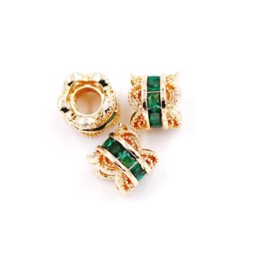 Imagem de Malahill Contas espaçadoras de zircônia cúbica para fabricação de joias 8 x 7 mm ouro 14k verde