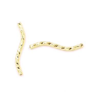 Imagem de Malahill Contas de tubo S para fabricação de joias 50 peças 1,5 x 20 mm ouro 18k