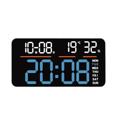 Imagem de Ioensy Relógio digital com tela grande, temporizador, elegante, data, semana, mês, relógio de mesa, alarmes duplos para escritório, berçário, sala de estar, Luz Azul