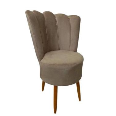 Imagem de Cadeira Poltrona Decorativa Pétala Veludo Luxo Premium Pés Retrô Palit
