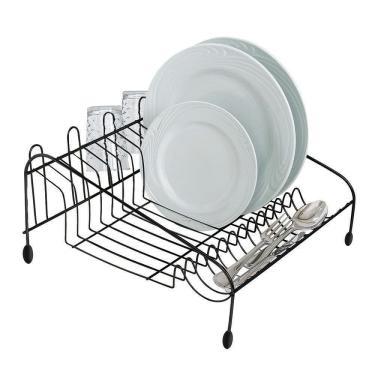 Imagem de Escorredor de Louças para 12 Pratos Utimil em Aço Cromado - Preto