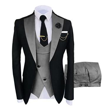 Imagem de Terno Blazer Slim Fit Masculino Separado Um Botão Terno Vestido Casaco Esportivo De Negócios Blazer Colete Pt, F, 5XL