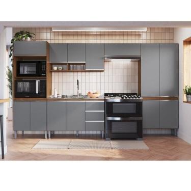 Imagem de Cozinha 5 Peças 13 Portas 3 Gavetas Athena Freijó/Cinza