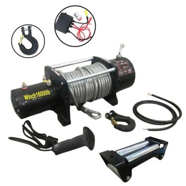 Imagem de Guincho Elétrico 12V 24V 16000 LB Cabo Aço 24 metros Controle Remoto 7272 Kg Importway Iwge-16000