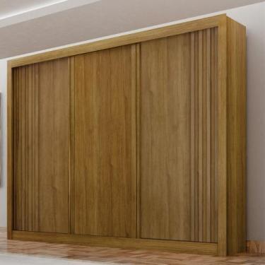 Imagem de Guarda Roupa Casal Ripado 3 Portas de Correr Em MDF Milano Leifer, Cin