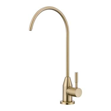 Imagem de Fonveth Torneira de água potável, torneira RO dourada escovada SUS 304 aço inoxidável para sistema de filtro de água embaixo da pia osmose reversa sem lacuna de ar para cozinha