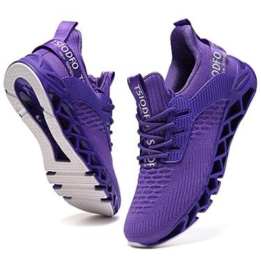 Imagem de TSIODFO Tênis Masculino Slip-On Casual Esportivo Corrida Atlético Caminhada Academia Runner Trail Antiderrapante De Roxo Tamanho 9,5