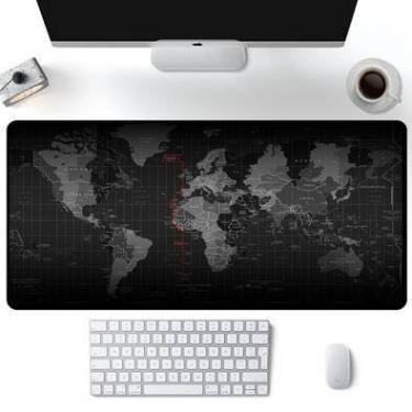 Imagem de Mouse Pad Gamer Criarte, Speed, Extra Grande, 80x40 Cm, Mapa Mundi Preto Premium