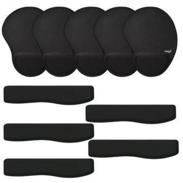 Imagem de Kit  Reflex Ergonômico 5 Mouse pads, e 5 Apoios Pulso Para Teclado, Preto