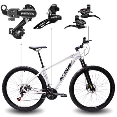 Imagem de Bicicleta Aro 29 KSW 21 Marchas Quadro Alumínio Cabeamento Interno Freio Mecânico Câmbios SH Tourney MTB (Branco, 19)
