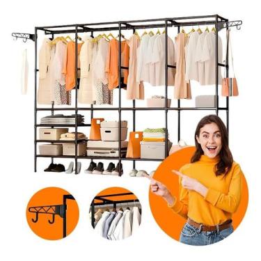 Imagem de Guarda Roupa Aberto 4 Colunas Organizador Roupas Metal Closet Aramado 