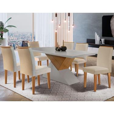 Imagem de Mesa Aster 180 Tampo em MDF Canto Reto com 6 Cadeiras Lunara Moderna