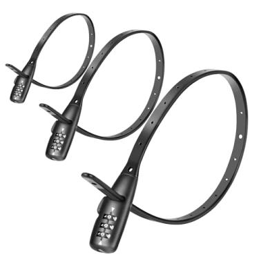 Imagem de SCMEGA Cadeado de amarrar com zíper, 3 dígitos, 55,88 cm, combo ajustável para capacetes, skates, esquis, armários, geladeiras, bagagens, parada de café, à prova de crianças (pacote com 3)