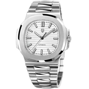 Imagem de RollsTimi Relógio masculino Pagani Design PD-1728 azul celeste 40 mm, caixa de aço inoxidável, cristal de safira sintética, ST16, cronógrafo automático, relógio mecânico, Branco PD-1728, Cronógrafo