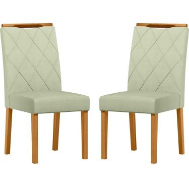 Imagem de Conjunto com 2 Cadeiras de Jantar Estofada Sarah Ypê/Linho Palha Ln04 - New Ceval