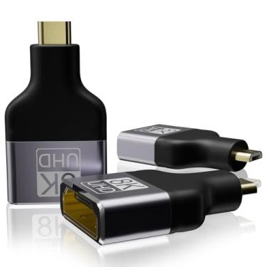 Imagem de SNLLMZI Adaptador micro HDMI para HDMI 8K, conector bidirecional fêmea para micro HDMI macho 2.1, plugues banhados a ouro, suporta 8K @60Hz, 4K @120Hz, HDR 3D para Sony A6000, Raspberry Pi 4, Hero 7