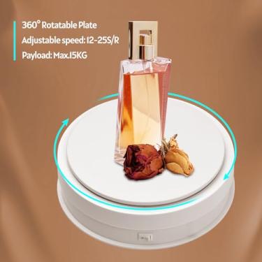 Imagem de Karlak 360 Graus Motorized Display Stand, Plataforma Giratória Rotativa de 8 Polegadas, Capacidade de 15 Kg, Controle Remoto Sem Fio, Portátil para Pequenos Produtos, Jóias, Relógio,