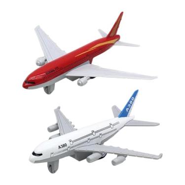 Imagem de JunZheHub 2 peças modelo de avião de brinquedo infantil avião de brinquedo ornamento de aeronave para decoração de prateleiras, Vermelho Branco