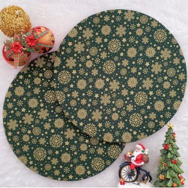 Imagem de Kit Mesa Posta 04 Capas de Sousplat Em Tecido Natal Estrela Verde Tric