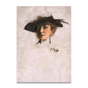 Imagem de LKXGRRSFG Retrato Estudo John Lavery Irish Realist Portrait & War Scenes Impressão em tela – Arte de parede vintage para casa 39,98 x 56 cm sem moldura