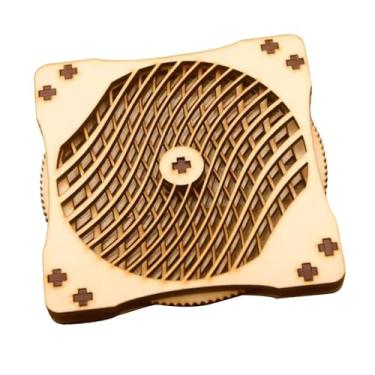 Imagem de Fenteer Porta-copos de madeira quadrado, novidade, proteção de mesa rústica, brinquedo giratório para mesa de jantar, de centro, bar, escritório, fazenda, Style D