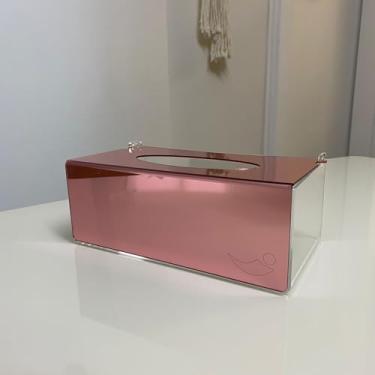 Imagem de Caixa Porta Luvas, Lenços e Máscaras - Acrílico Espelhado (Rose Gold - Preto)