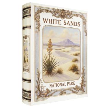 Imagem de XIAOAIKA Caixa decorativa de madeira – Caixas de livros falsas vintage com design de parque nacional, armazenamento secreto com fecho magnético, capa de couro, perfeita para estante de livros de