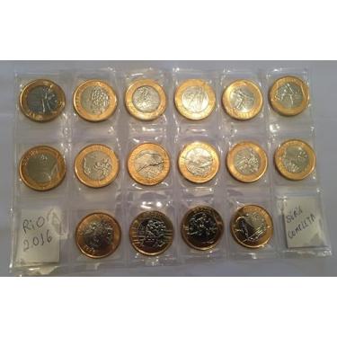 Imagem de Kit com 16 Moedas Olímpicas - RIO 2016 - Comemorativas novas Flor de Cunho