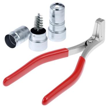 Imagem de QWORK Alicate de bateria com 2 peças de escova de limpeza de terminal de bateria, ferramenta de reparo automotivo espalhador de terminal de bateria