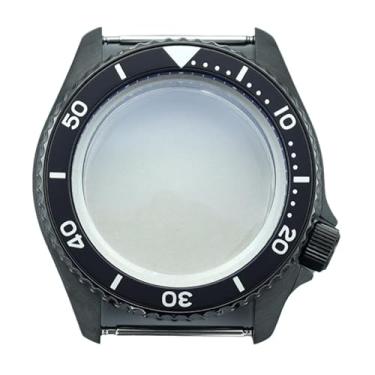 Imagem de FEIYASHI Caixa de relógio preta PVD de aço inoxidável de 42,5 mm, moldura de cerâmica, vidro de safira para NH35 NH36/34, movimento 3,8 peças de coroa, NH35 NH34/36/38 movimento + anel capítulo azul 8