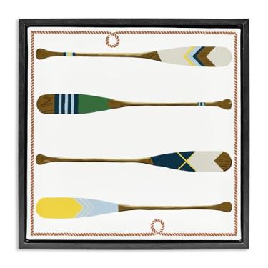 Imagem de Stupell Industries Design de arte de parede em tela flutuante com quatro remos estampados pretos por Radhika Modi, 45,7 x 45,7 cm