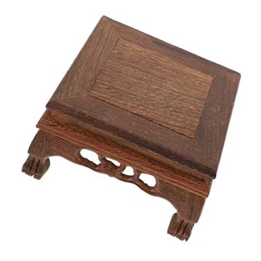 Imagem de Household Decorative Rectangular Wooden Carved Plant Display Stand Multi Use Buddha Plant Holder for Indoor Home Sturdy present