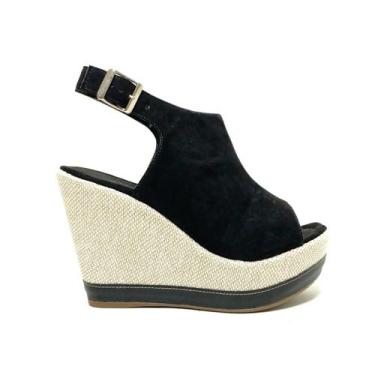 Imagem de Sandália Open Boot Anabela Salto Alto Grosso Confortável Fechada Inver