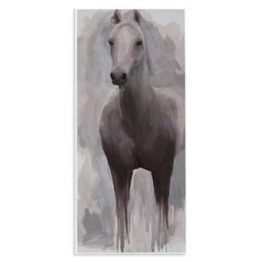 Imagem de Stupell Industries Desenho artístico de placa de parede Horse Standing Aware por Jelena Petric, 43 x 18 cm