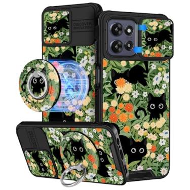 Imagem de Buleens Capa para Moto G Power 2025 - Capa para Motorola Moto G Play 2025 linda projetada com suporte de anel e capa de câmera feminina estética feminina kawaii gato flores capa de telefone compatível