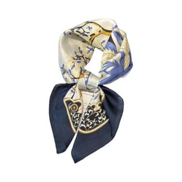 Imagem de Bandana Feminina De Cetim Macio 70x70cm Imitação De Seda Lenço Quadrad
