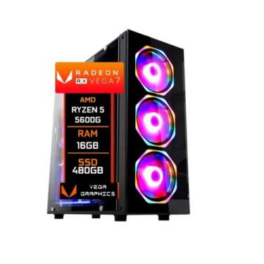 Imagem de PC Gamer CPU Amd ryzen 5 5600G Radeon Vega 7 Graphics 16GB DDR4 SSD 48