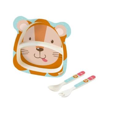 Imagem de Kit alimentaçao infantil com 3 peças  leão - zoop toys