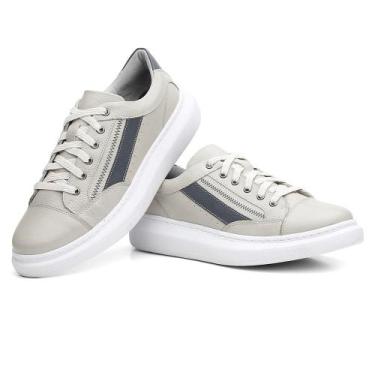 Imagem de Sapatênis Bernatoni México Couro Masculino Casual Dia a Dia , Branco, 