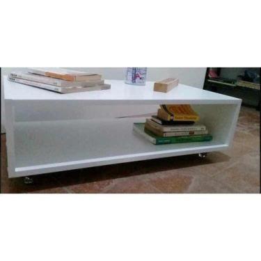 Imagem de Mesa De Centro Branco Sala Mdf 15mm Com Rodinhas - B&D Arte e Decoraçã