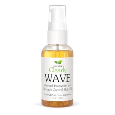 Imagem de WAVE, óleo de cabelo para controle de danos com jojoba | Protetor térmico de calor para sol, chapinha, secagem a quente, sopro para evitar danos e quebras | Produto de cabelo natural sem sulfato feito