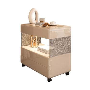 Imagem de Mesa lateral de sofá, aparador de sofá, mesa lateral estreita, sala de estar, armazenamento, armário de canto, creme, mesa lateral criativa, armário lateral