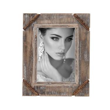 Imagem de Porta-retratos AKRILANE Rustic Wood 5x7 para exibição de parede/mesa