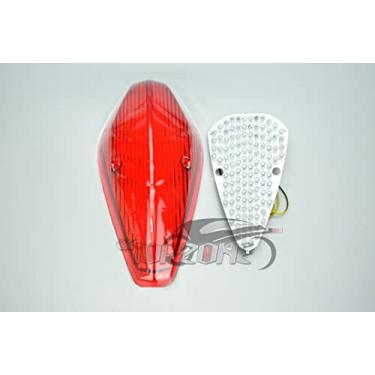 Imagem de Topzone Compatível/substituição para Honda VTX1300S, VTX 1300R, VTX1300T; lanterna traseira de freio da lâmpada traseira (4. Estilo B: função de seta integrada com luz traseira LED, lente vermelha)