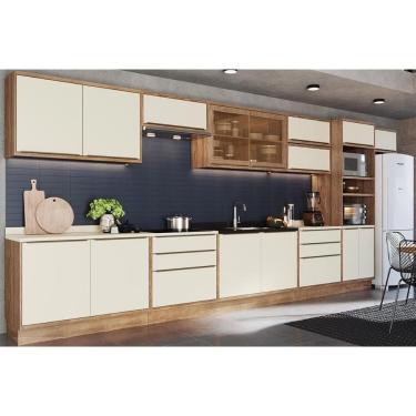 Imagem de Cozinha Modulada Henn Americana Versalis 14 Peças (6Aéreos+4Balcões+1TorreQuente+3Complementos) C14P165 Freijo/Cinza Argila-Herval