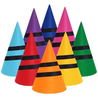 Imagem de 8 peças de chapéu de giz de cera de gnomo, chapéus de feltro para festa, chapéu de anão, chapéu de elfo para adultos, Halloween, escola, grupo, acessório de fantasia, lembrancinha de festa