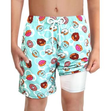 Imagem de Calções de banho LUCOWEE Boys Donuts com shorts macios UPF 50+, tamanh